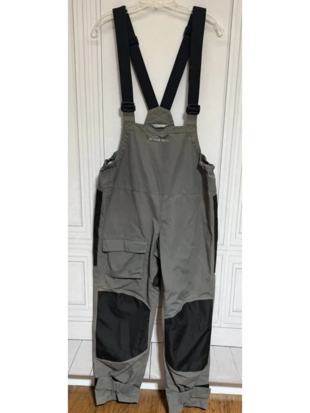 West Marine Bib Overalls Men's Medium Waterproof Sailing Fishing Boating Gray